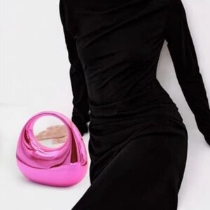 Pink Acrylic Evening Clutch for Women – Metallic Moon Design Party Purse